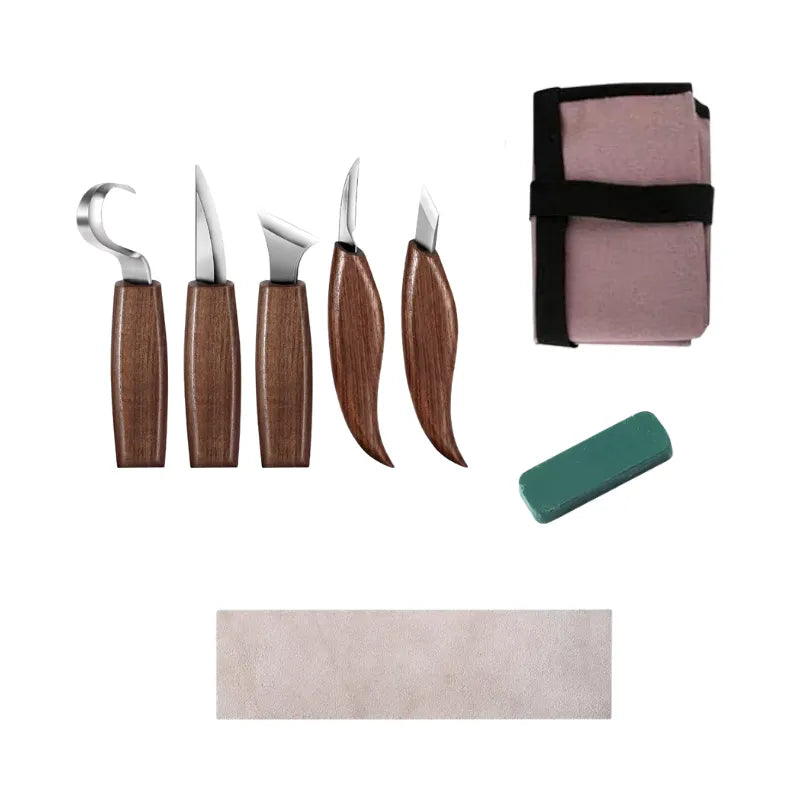 Kit complet d’outils de sculpture pour bien débuter ou se perfectionner dans le travail du bois.