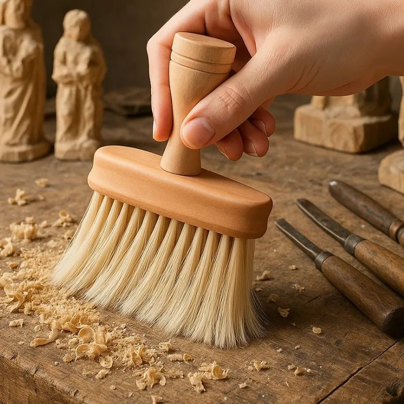 Brosse de nettoyage pour enlever les copeaux et garder votre espace de sculpture propre.