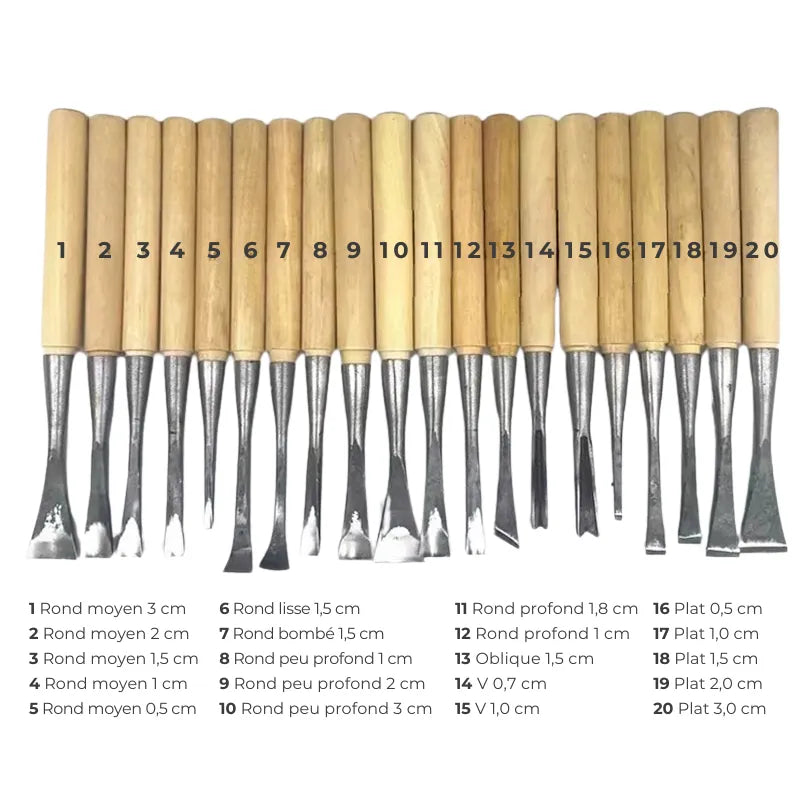 Couteau de sculpture pour façonner le bois avec précision et souplesse.