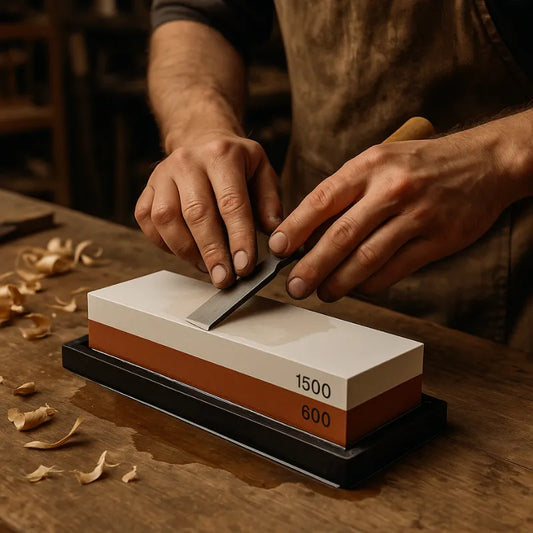 Pierre à aiguiser pour entretenir et affûter vos outils de sculpture en bois.