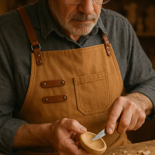 Tablier de menuisier pour protéger vos vêtements lors des sessions de sculpture sur bois.