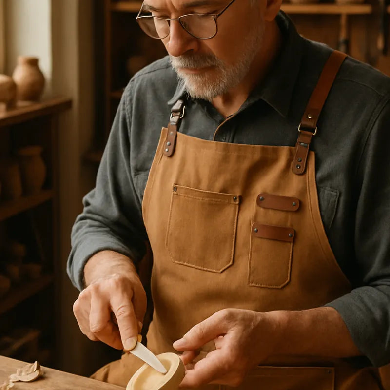 Tablier de menuisier pour protéger vos vêtements lors des sessions de sculpture sur bois.