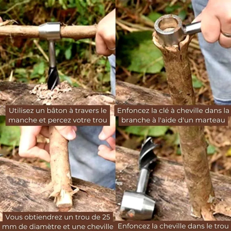 Tarière à main conçu pour percer des trous dans le bois brut les passionnés de sculpture sur bois et de menuiserie.